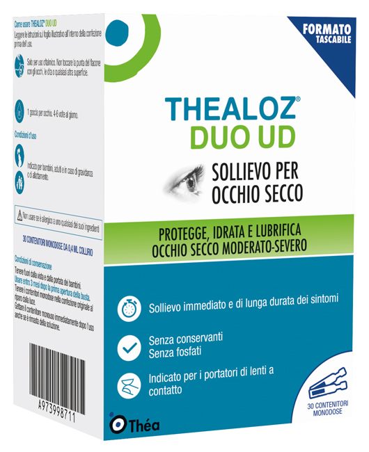 GOCCE OCULARI THEALOZ DUO UD 30 CONTENITORI MONODOSE 0,4 ML - Farmacia Mastrangelo 
