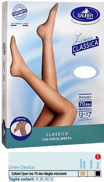 SAUBER COLLANT OPEN TOE MAGLIA MICRORETE 70 DEN COLORE NERO TAGLIA 3 LINEA CLASSICA - Farmacia Mastrangelo 