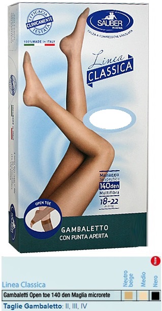 SAUBER GAMBALETTO OPEN TOE MAGLIA MICRORETE 140 DEN COLORE NERO TAGLIA 4 LINEA CLASSICA - Farmacia Mastrangelo 