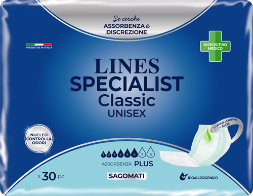 PANNOLONE SAGOMATO LINES SPECIALIST CLASSIC PLUS 30 PEZZI - Farmacia Mastrangelo 