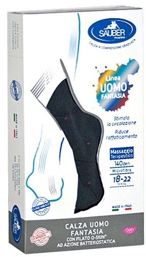 SAUBER CALZA UOMO FANTASIA Q-SKIN 140 DEN BLU POIS ROSSI TAGLIA M - Farmacia Mastrangelo 