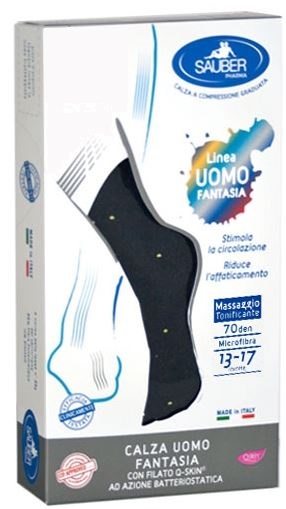SAUBER CALZA UOMO FANTASIA Q-SKIN 70 DEN BLU POIS GIALLI TAGLIA M - Farmacia Mastrangelo 