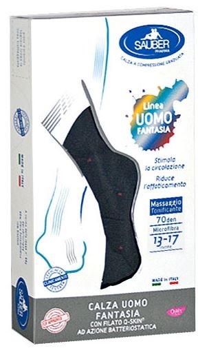SAUBER CALZA UOMO FANTASIA Q-SKIN 70 DEN BLU POIS ROSSI TAGLIA M - Farmacia Mastrangelo 