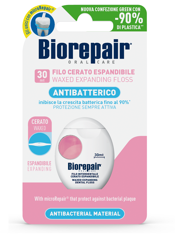 BIOREPAIR ORAL CARE ANTIBATTERICO FILO CERATO ESPANDIBILE GENGIVE DELICATE 25+5 METRI - Farmacia Mastrangelo 