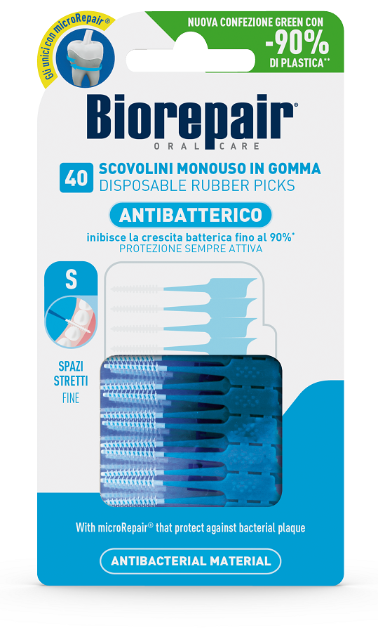 BIOREPAIR ORAL CARE ANTIBATTERICO SCOVOLINI MONOUSO IN GOMMA SPAZI STRETTI 40 PEZZI - Farmacia Mastrangelo 