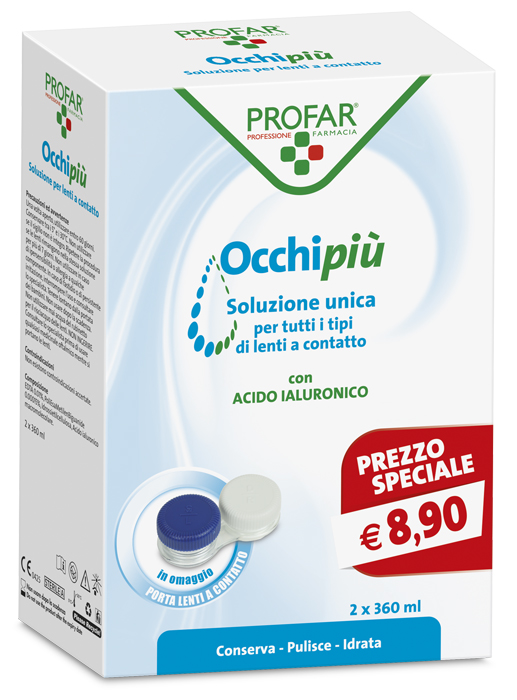 PROFAR OCCHIPIU' SOLUZIONE UNICA 2 FLACONI DA 360 ML CE - Farmacia Mastrangelo 