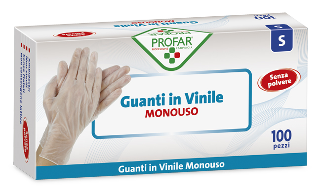 PROFAR GUANTO IN VINILE SENZA POLVERE S 100 PEZZI - Farmacia Mastrangelo 
