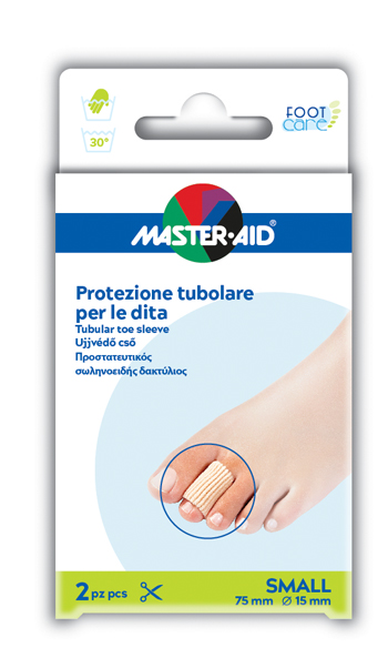 PROTEZIONE TUBOLARE IN GEL MASTER-AID FOOTCARE ELASTICIZZATO SMALL 7,5 CM 15 MM 2 PEZZI C4 - Farmacia Mastrangelo 