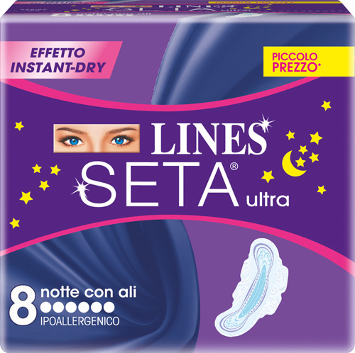LINES SETA ULTRA ASSORBENTI DA NOTTE 8 PEZZI - Farmacia Mastrangelo 