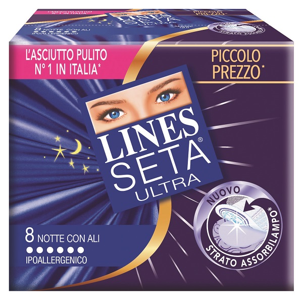 LINES SETA ULTRA ASSORBENTI CON ALI NOTTE 10 PEZZI - Farmacia Mastrangelo 