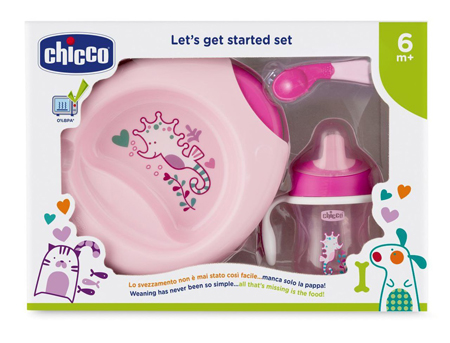 CHICCO SET PAPPA 6M+ ROSA CON CUCCHIAIO ROSA - Farmacia Mastrangelo 