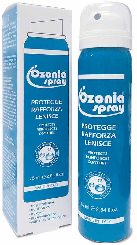 OZONIA SPRAY A BASE DI OLIO OZONIZZATO PER CUTE E MUCOSE ARROSSATE INFIAMMATE DISTROFICHE SENSIBILI 75 ML - Farmacia Mastrangelo 
