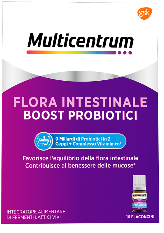 MULTICENTRUM FLORA INTESTINALE BOOST PROBIOTICI 16 FLACONCINI - Farmacia Mastrangelo 