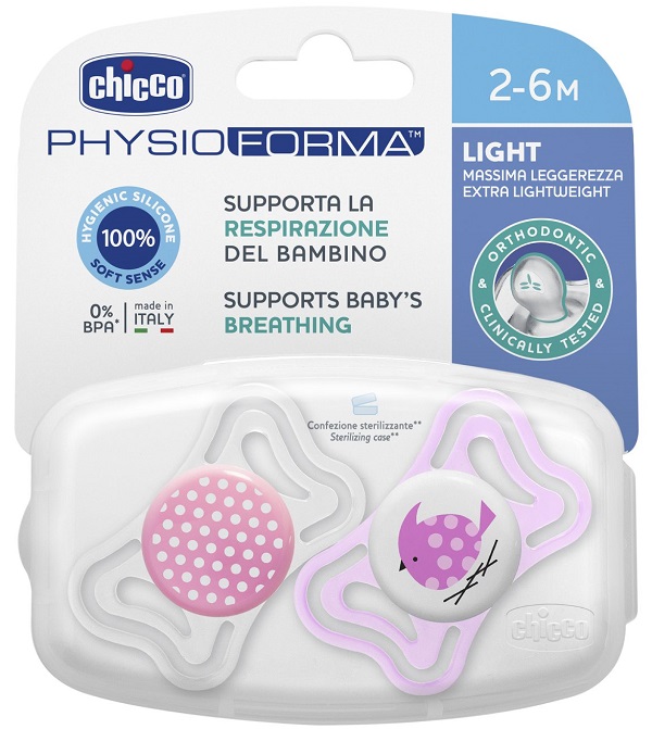 CHICCO SUCCHIETTO LIGHT GIRL SILICONE 2-6 MESI 2 PEZZI - Farmacia Mastrangelo 