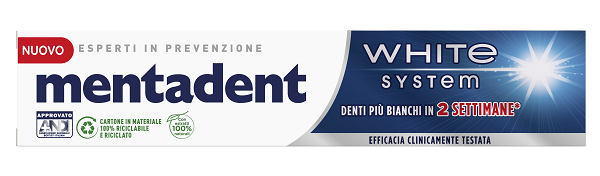 MENTADENT WHITE SYSTEM 75 ML - Farmacia Mastrangelo 