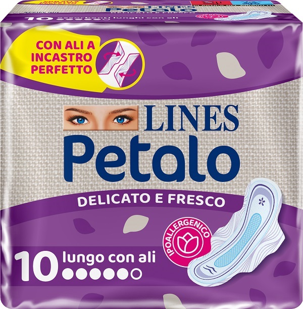 LINES PETALO BLU ASSORBENTE LUNGO CON ALI 10 PEZZI - Farmacia Mastrangelo 