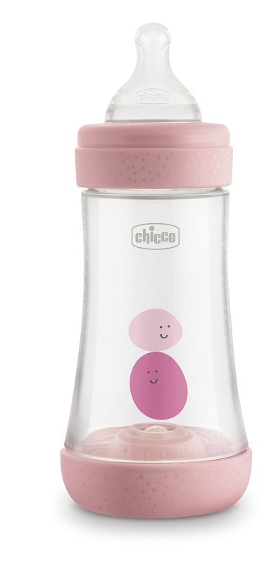 CHICCO BIBERON PERFECT 5 GIRL 240 ML IN SILICONE 2 FORI - Farmacia Mastrangelo 
