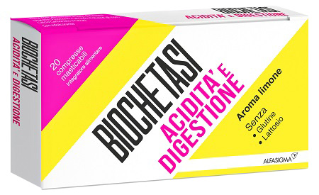 BIOCHETASI ACIDITA' E DIGESTIONE 20 COMPRESSE MASTICABILI AROMA LIMONE - Farmacia Mastrangelo 