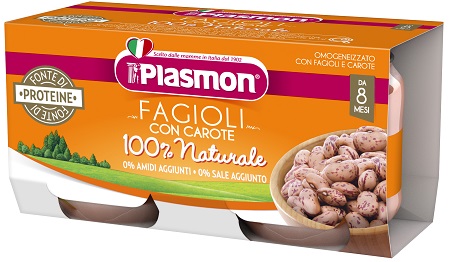 PLASMON OMOGENEIZZATO FAGIOLI BORLOTTI E CAROTE 2X80 G - Farmacia Mastrangelo 
