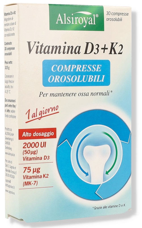ALSIROYAL VITAMINA D3+K2 30 COMPRESSE OROSOLUBILI - Farmacia Mastrangelo 