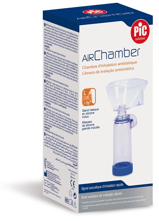 CAMERA DI INALAZIONE ANTISTATICA PIC SOLUTION AIRCHAMBER MASCHERINA FACCIALE IN SILICONE GRANDE L >5 ANNI - Farmacia Mastrangelo 