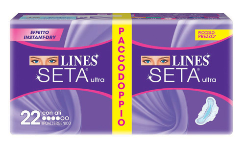 LINES SETA ULTRA ASSORBENTE CON ALI 22 PEZZI - Farmacia Mastrangelo 