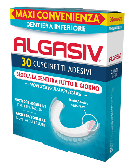 ALGASIV ADESIVO PER PROTESI DENTARIA INFERIORE 30 PEZZI - Farmacia Mastrangelo 