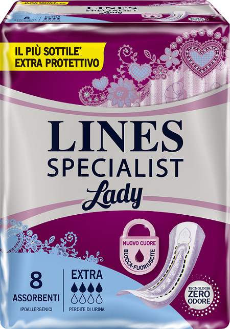 ASSORBENTI LINES SPECIALIST LADY EXTRA IPOALLERGENICI 8 PEZZI - Farmacia Mastrangelo 