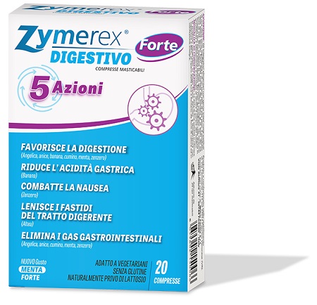 ZYMEREX DIGESTIVO FORTE 5 AZIONI 20 COMPRESSE MASTICABILI - Farmacia Mastrangelo 