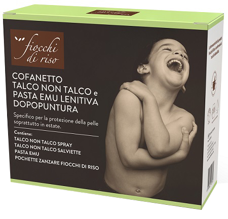 FIOCCHI DI RISO COFANETTO ZANZARE TALCO + PASTA EMU + TALCO NON TALCO SALVIETTE - Farmacia Mastrangelo 