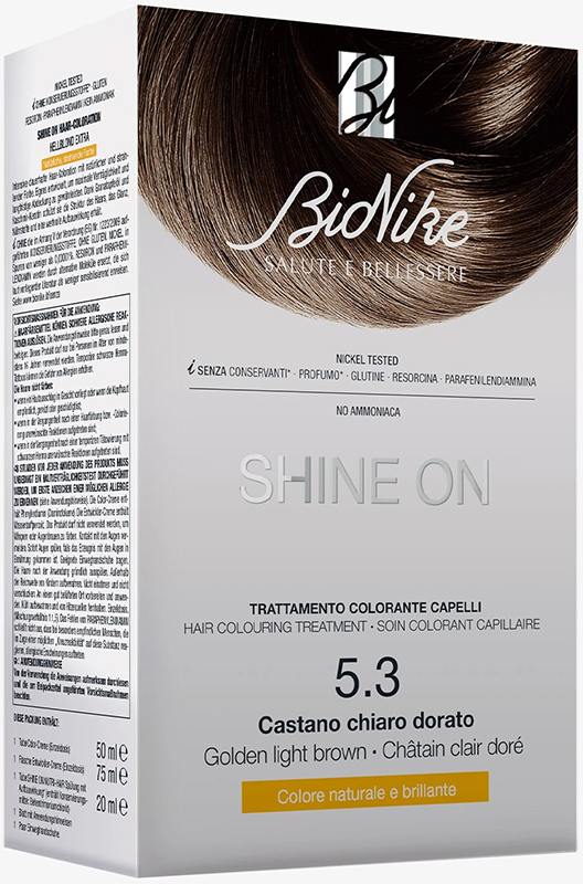 SHINE ON CASTANO CHIARO DORATO 5,3 FLACONE 75 ML + TUBO 50 ML - Farmacia Mastrangelo 