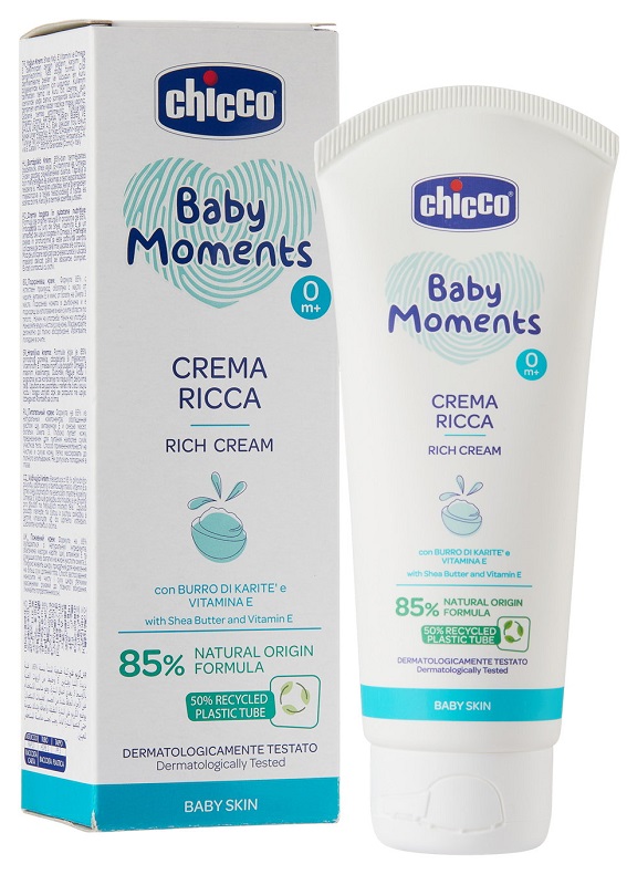 CHICCO BABY MOMENTS CREMA RICCA CON BURRO DI KARITE' E VITAMINA E 100 ML - Farmacia Mastrangelo 