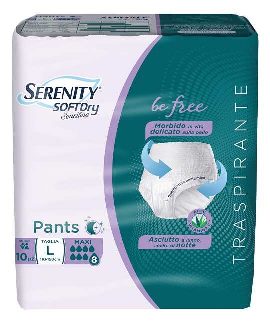 SERENITY PANTS SD SENSITIVE BE FREE MAXI L 10 PEZZI - Farmacia Mastrangelo 