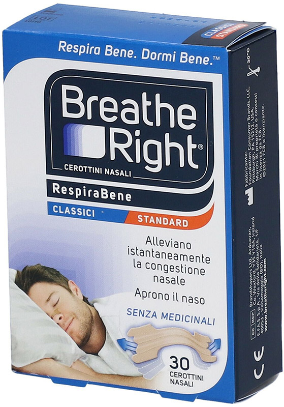 CEROTTI NASALI BREATHE RIGHT CLASSICI 30 PEZZI - Farmacia Mastrangelo 