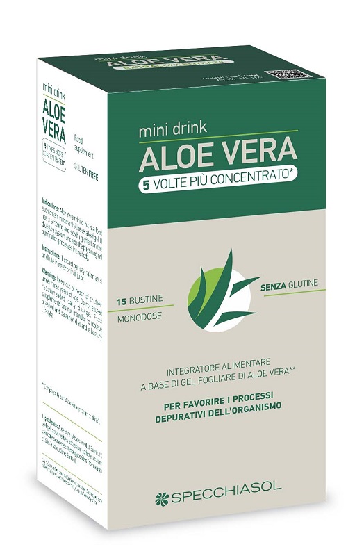 ALOE VERA MINI DRINK 5 VOLTE PIU' CONCENTRATO 15 BUSTINE DA 10 ML - Farmacia Mastrangelo 