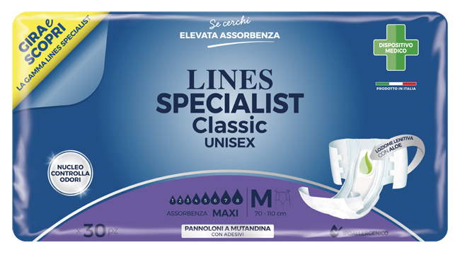 PANNOLONE A MUTANDINA LINES SPECIALIST CLASSIC MAXI MISURA MEDIA 30 PEZZI - Farmacia Mastrangelo 