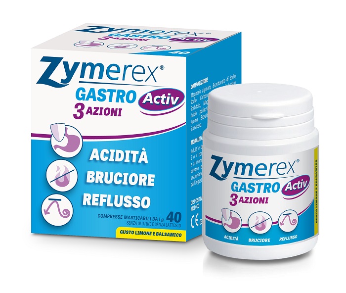ZYMEREX GASTRO ACTIV 3 AZIONI 40 COMPRESSE MASTICABILI - Farmacia Mastrangelo 