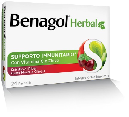 BENAGOL HERBAL MENTA E CILIEGIA 24 PASTIGLIE - Farmacia Mastrangelo 