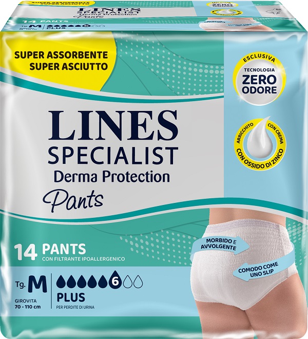 PANNOLONE PER INCONTINENZA LINES SPECIALIST DERMA PANTS PLUS M 14 PEZZI - Farmacia Mastrangelo 