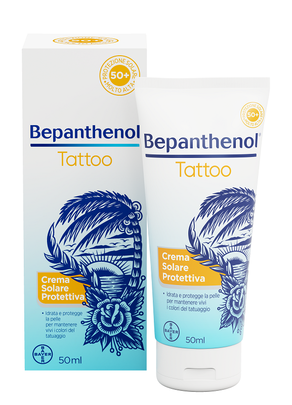 BEPANTHENOL TATTOO CREMA SOLARE PROTETTIVA SPF50+ 50 ML - Farmacia Mastrangelo 